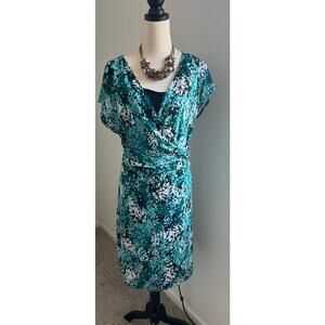 212 Collection Multi-Color Geometric Print Twist Waist Career Dress XL